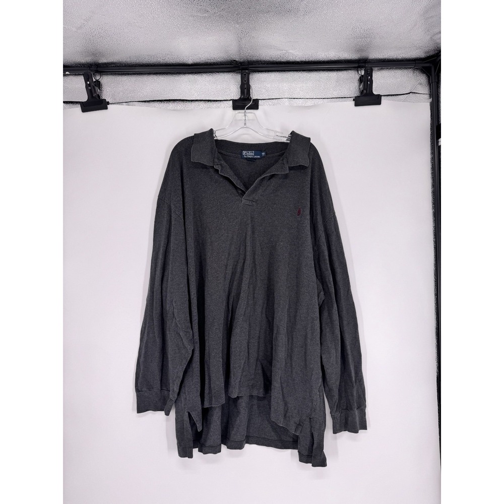 Polo Ralph Lauren Polo Shirt 4XL 4XL Big Dark Gray 100% Cotton Pony Long Sleeve